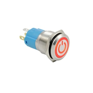 LED vodotěsný spínač 12 mm - Červené podsvícení
