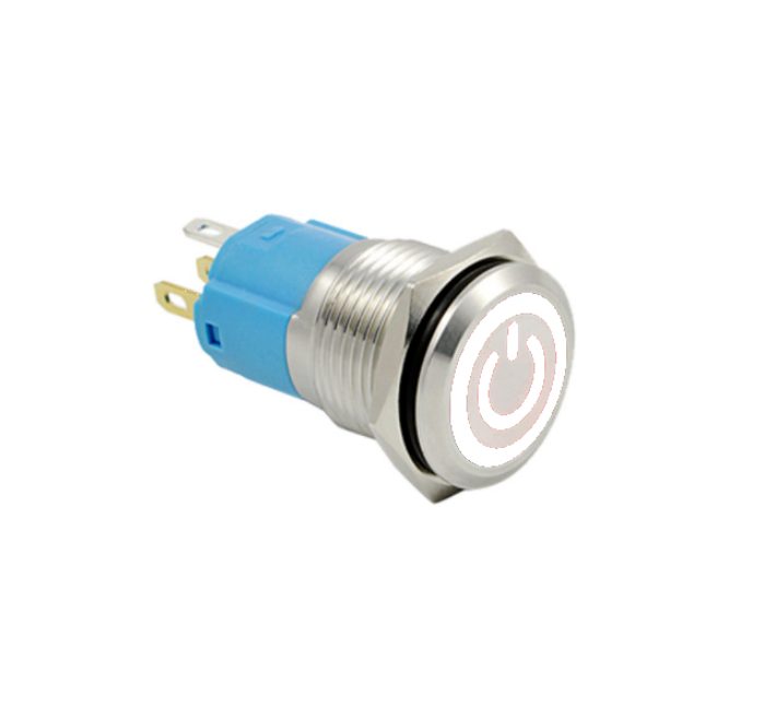 LED vodotěsný spínač 12 mm - Bílé podsvícení