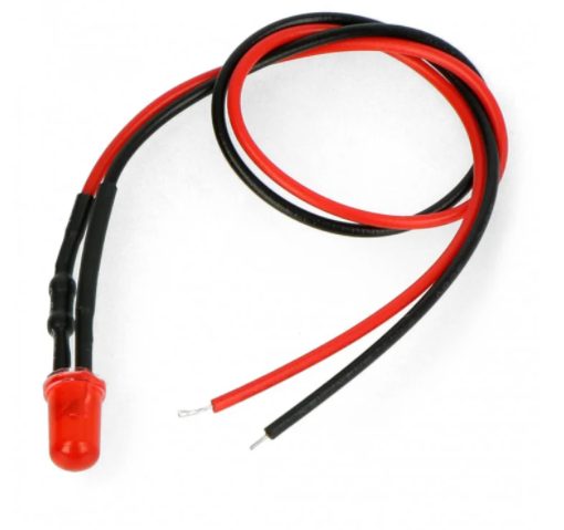LED dioda s rezistorem na vodiči - Červená