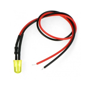 LED dioda s rezistorem na vodiči - Žlutá