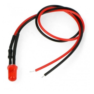 LED dioda s rezistorem na vodiči - Červená