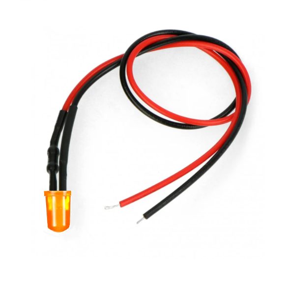 LED dioda s rezistorem na vodiči - Oranžová