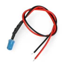 LED dioda s rezistorem na vodiči - Modrá