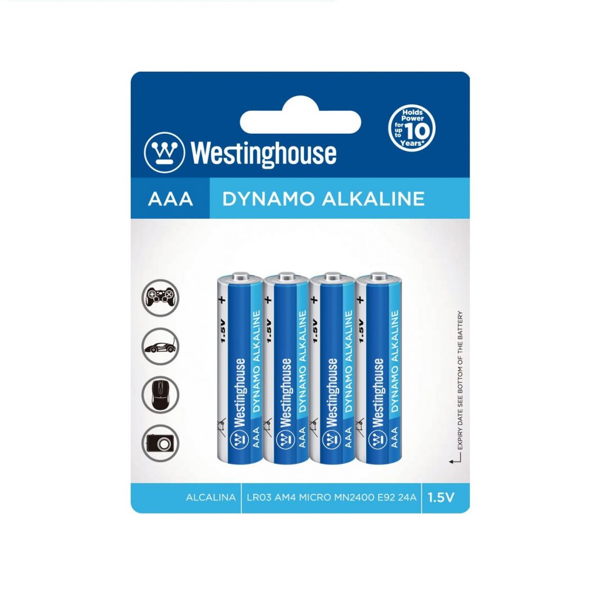 Westinghouse mikrotužková baterie AAA Alkalická - 4 kusy