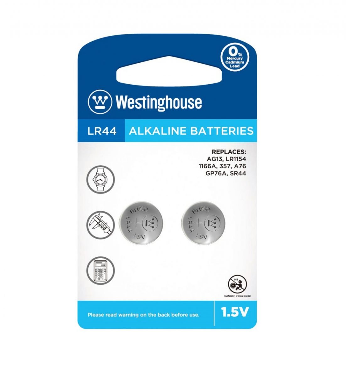 Westinghouse knoflíková alkalická baterie LR44 (LR44