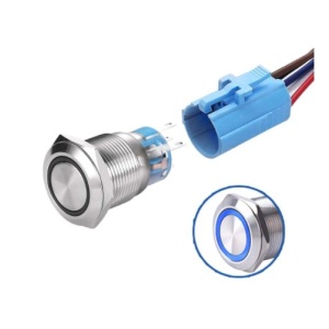 LED vodotěsný spínač 19 mm - Modré podsvícení