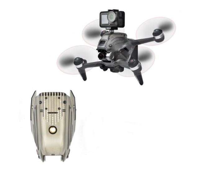 Horní kryt na DJI FPV závodní dron s 1/4" závitem na akční kameru 1DJ0207
