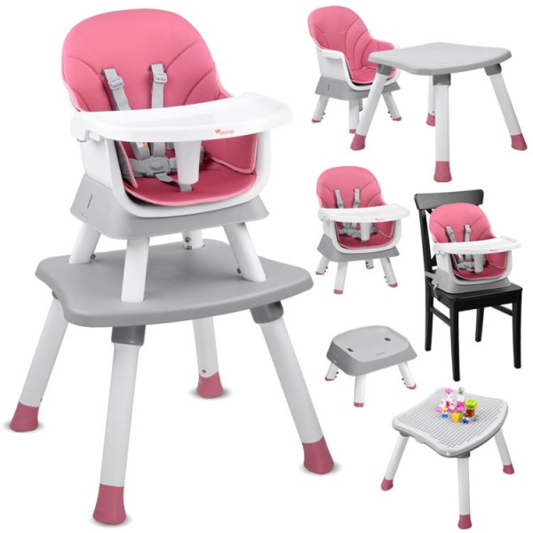  Dětská jídelní židlička 6v1 růžová