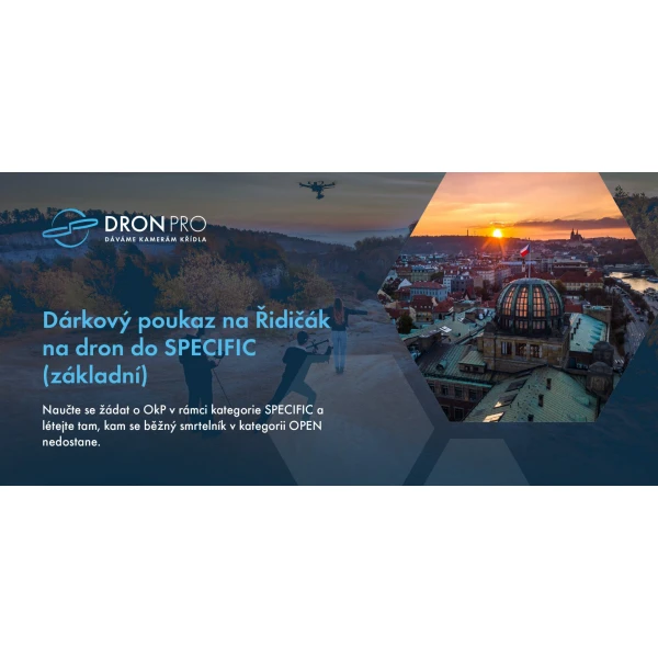 Dárkový poukaz – Řidičák na dron do SPECIFIC (omezené oblasti) – základní