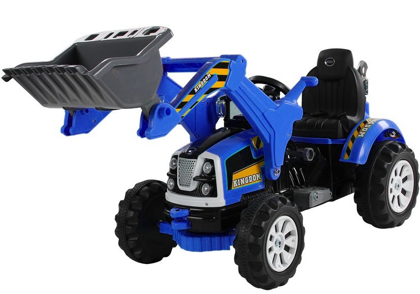 Elektrický traktor - s radlicí modrý