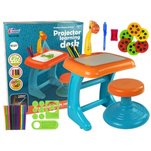  Dětský interaktivní stoleček a židlička modro oranžový