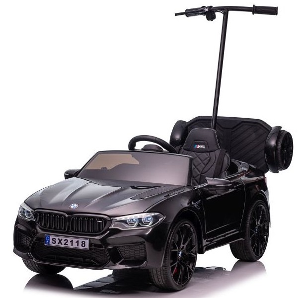  Elektrické autíčko BMW M5 lakované černé s vodící tyčí