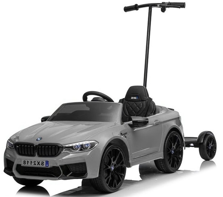  Elektrické autíčko BMW M5 lakované stříbrné s vodící tyčí