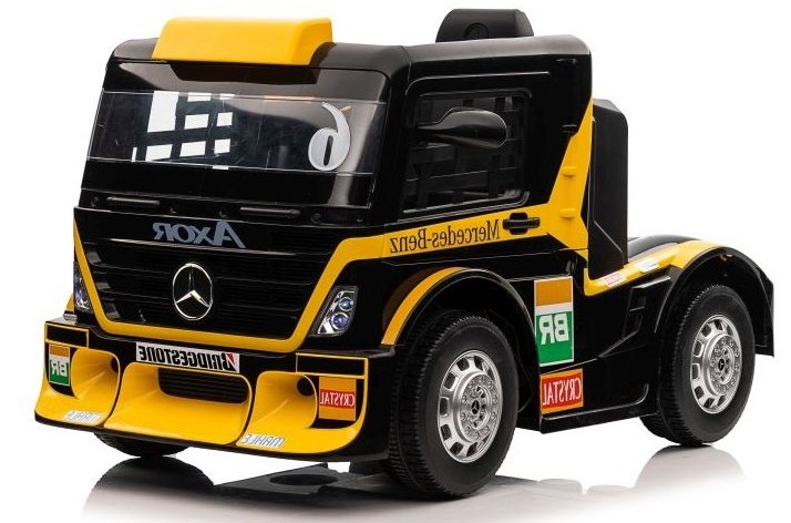  Dětský elektrický kamion Mercedes Axor LCD žlutý