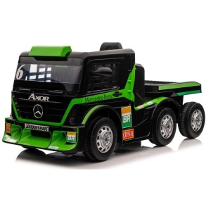  Dětský elektrický kamion Mercedes Axor LCD MP4 s návěsem zelený