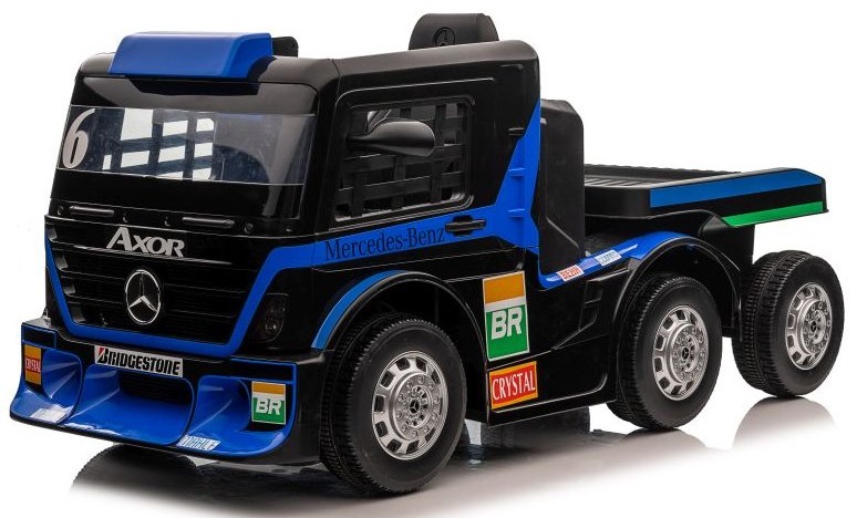  Dětský elektrický kamion Mercedes Axor LCD MP4 s návěsem modrý