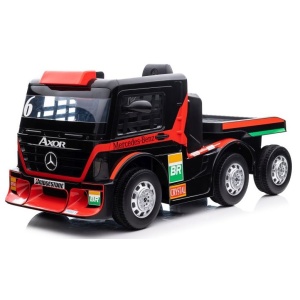  Dětský elektrický kamion Mercedes Axor LCD MP4 s návěsem červený