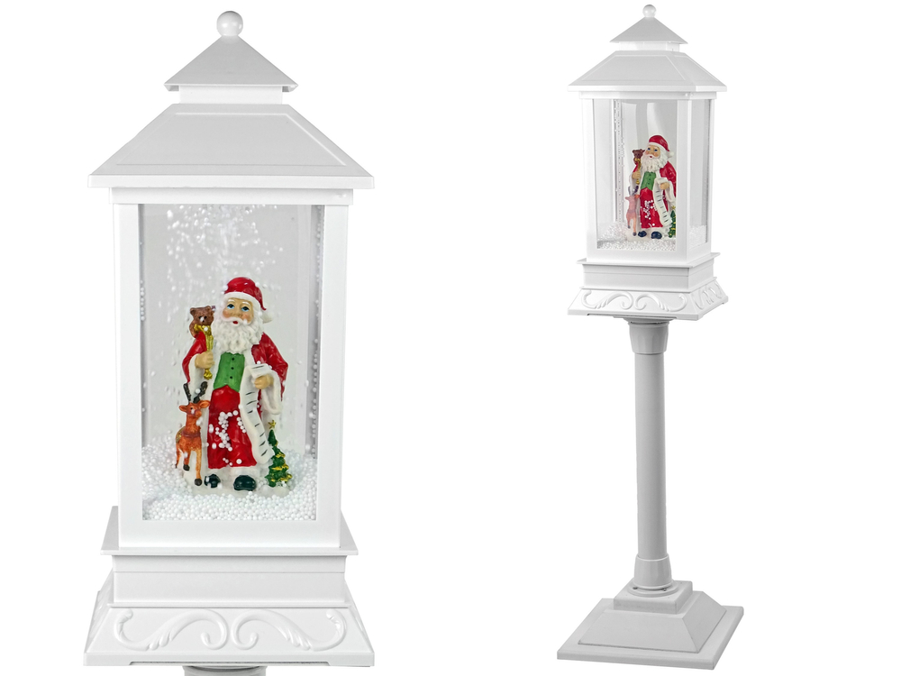  Vánoční dekorace lucerna bílá lampa Santa Claus koledy a světla