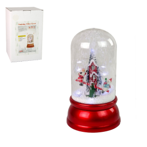  Vánoční dekorace svítící sněžítko se Santa Clausem červená