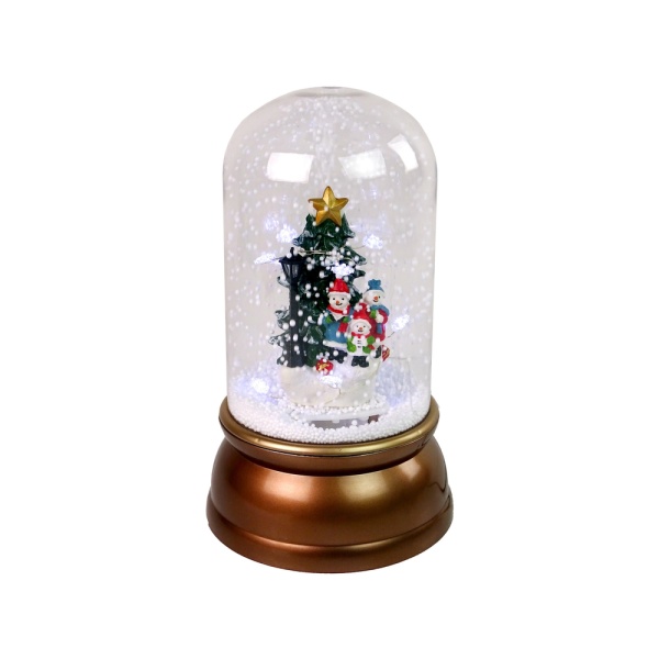  Vánoční dekorace svítící sněžítko se sněhuláky zlatá