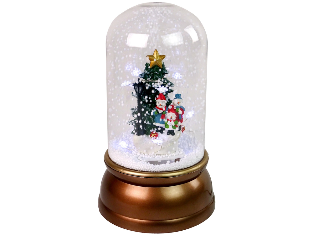  Vánoční dekorace svítící sněžítko se sněhuláky zlatá