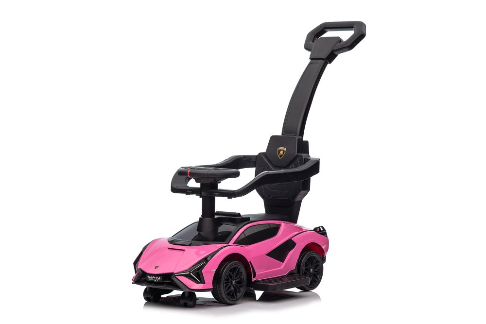  Dětské odrážedlo auto s vodící tyčí Lamborghini Sian růžové