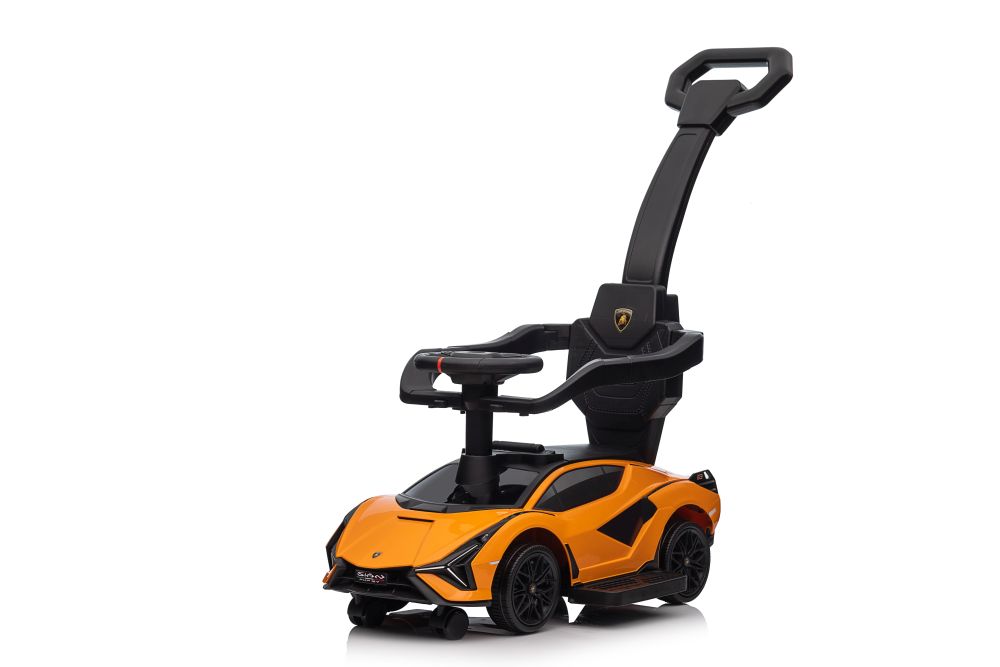  Dětské odrážedlo auto s vodící tyčí Lamborghini Sian oranžové