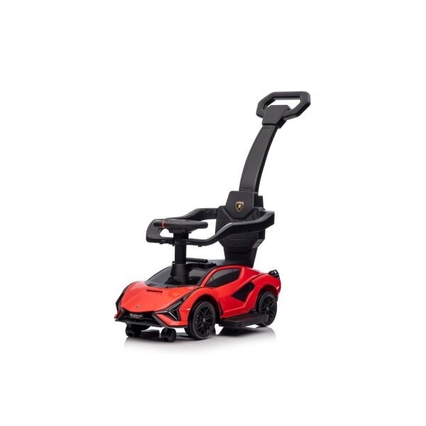  Dětské odrážedlo auto s vodící tyčí Lamborghini Sian červené