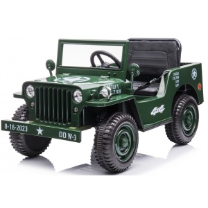  Dětský elektrický vojenský Jeep Willys 4x4 zelený