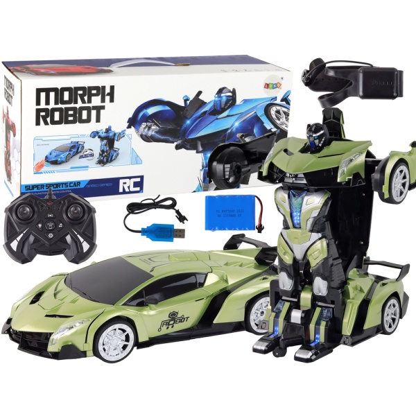 Auto Robot Transformers 2v1 na dálkové ovládání RC 1:10 zelená