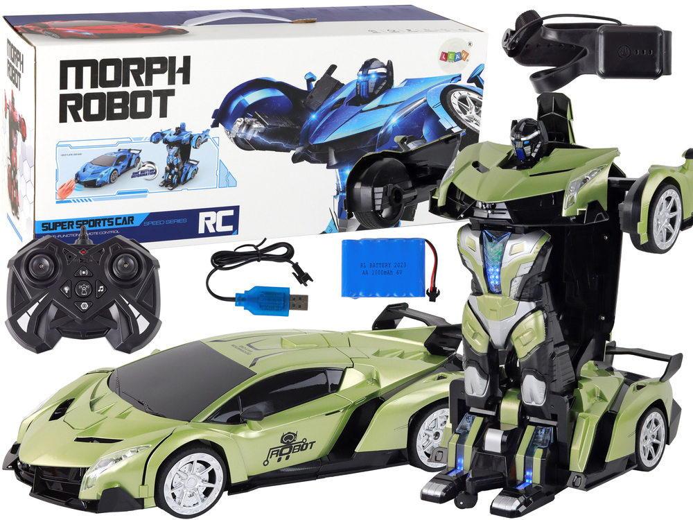 Auto Robot Transformers 2v1 na dálkové ovládání RC 1:10 zelená