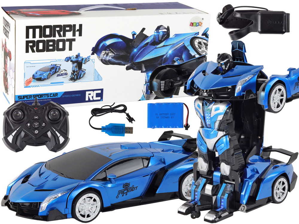  Auto Robot Transformers 2v1 na dálkové ovládání RC 1:10 modrá