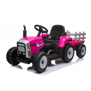  Mamido Elektrický traktor s vlečkou T2 růžový 12V7Ah EVA kola