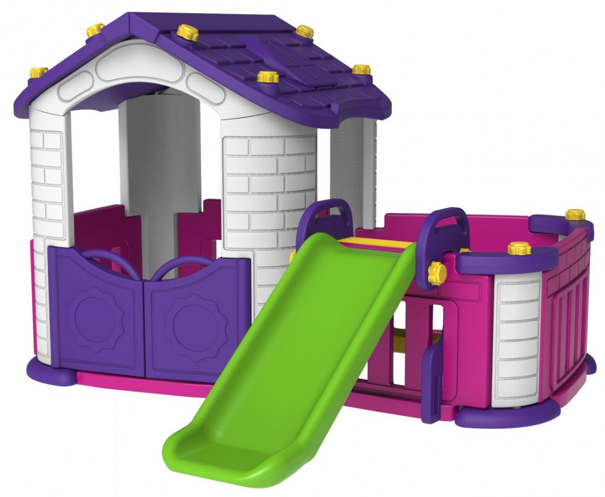  Dětský zahradní domeček se skluzavkou fialový