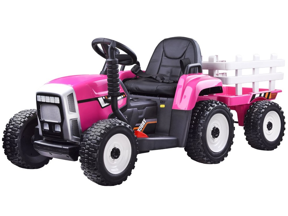  Dětský elektrický traktor s vlečkou růžový