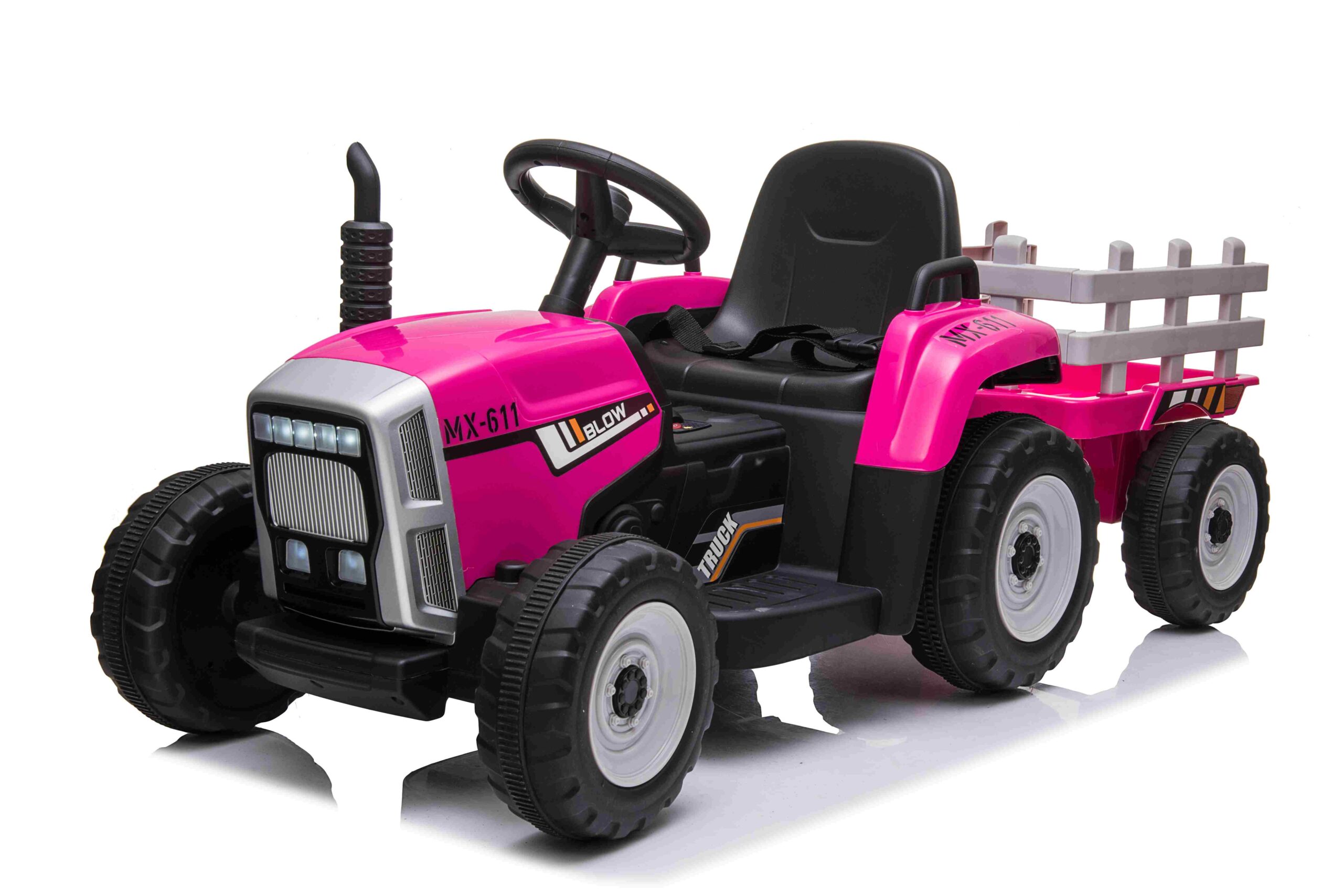  Mamido Elektrický traktor s vlečkou Blow růžový