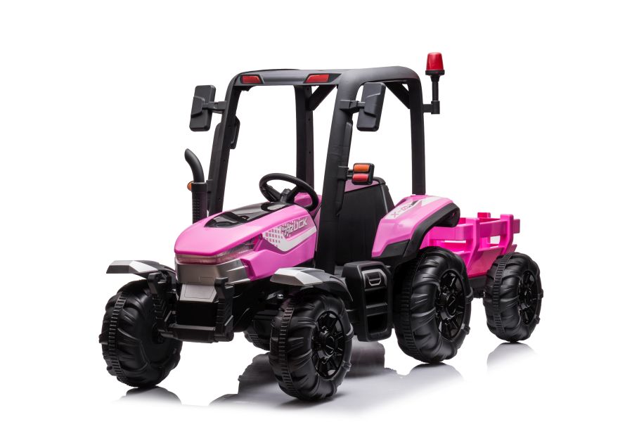  Dětský elektrický traktor s přívěsem BLT růžový