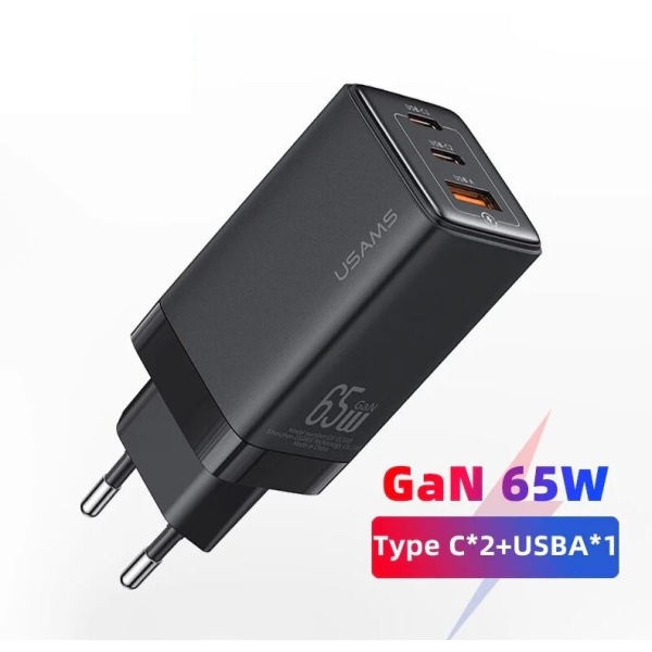 Nabíjecí adaptér USAMS 65W (2x USB-C a USB-A)