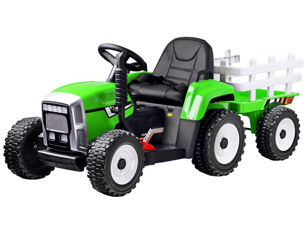  Dětský elektrický traktor s vlečkou zelený