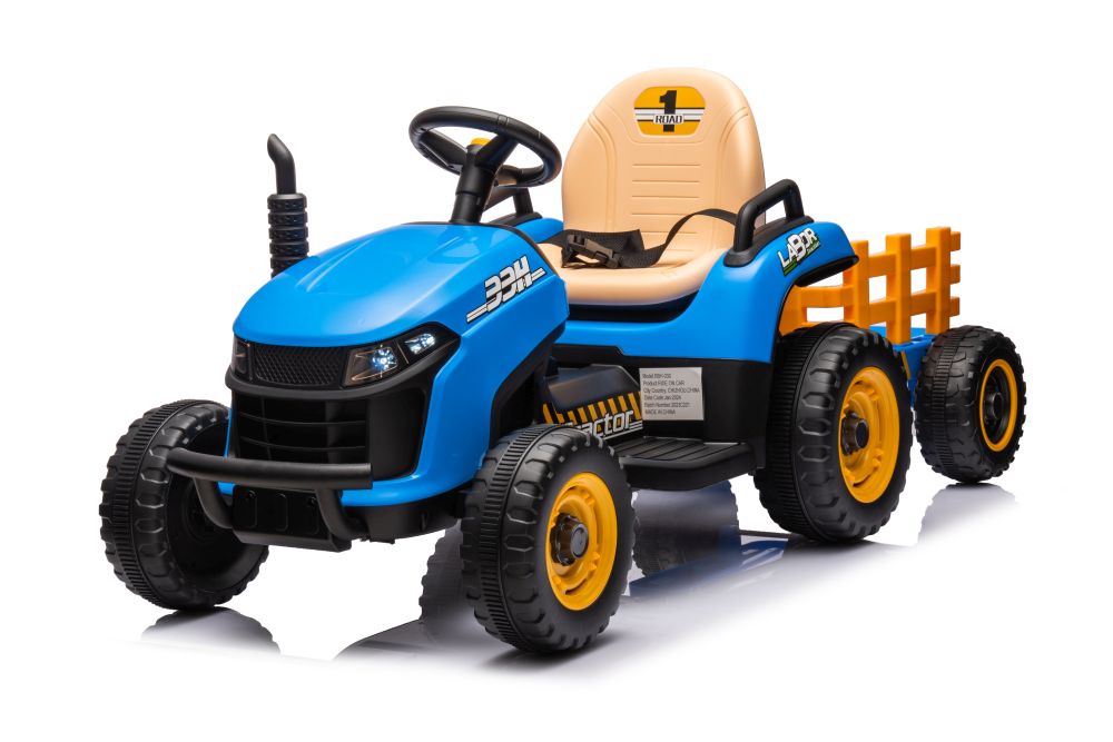  Dětský elektrický traktor BBH-030 s přívěsem modrý