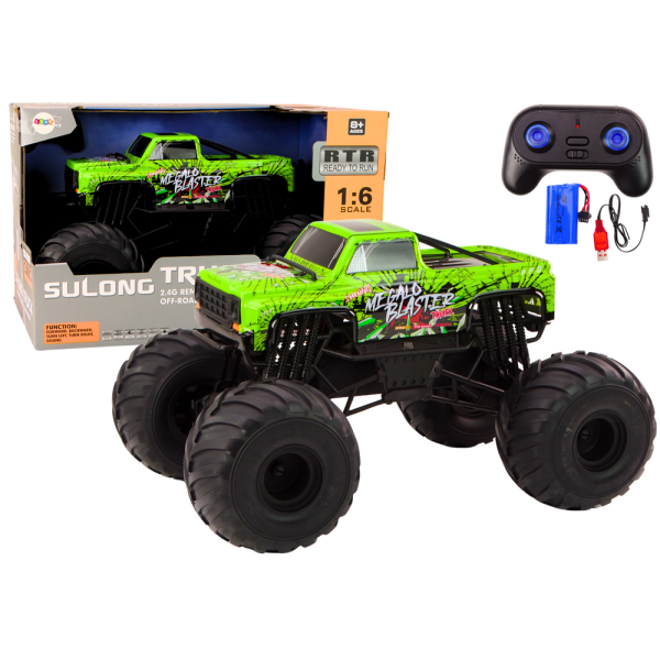  Velké terénní auto na dálkové ovládání 2.4G RC 1:6 zelené