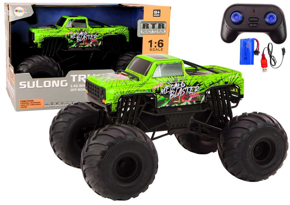  Velké terénní auto na dálkové ovládání 2.4G RC 1:6 zelené