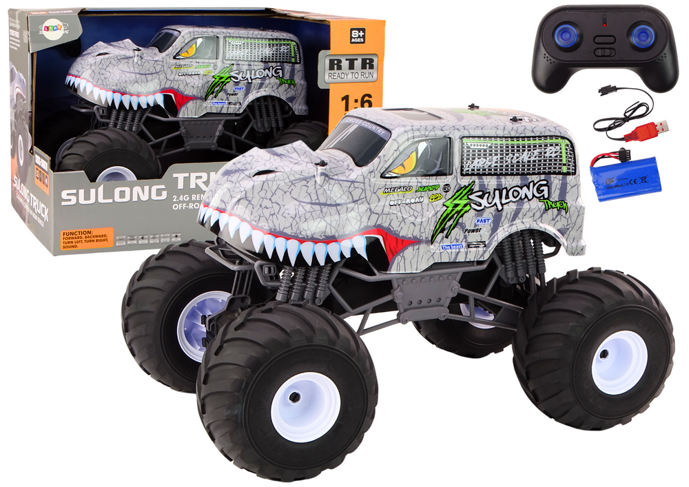  Velké terénní auto na dálkové ovládání 2.4G RC 1:6 Dinosaurus