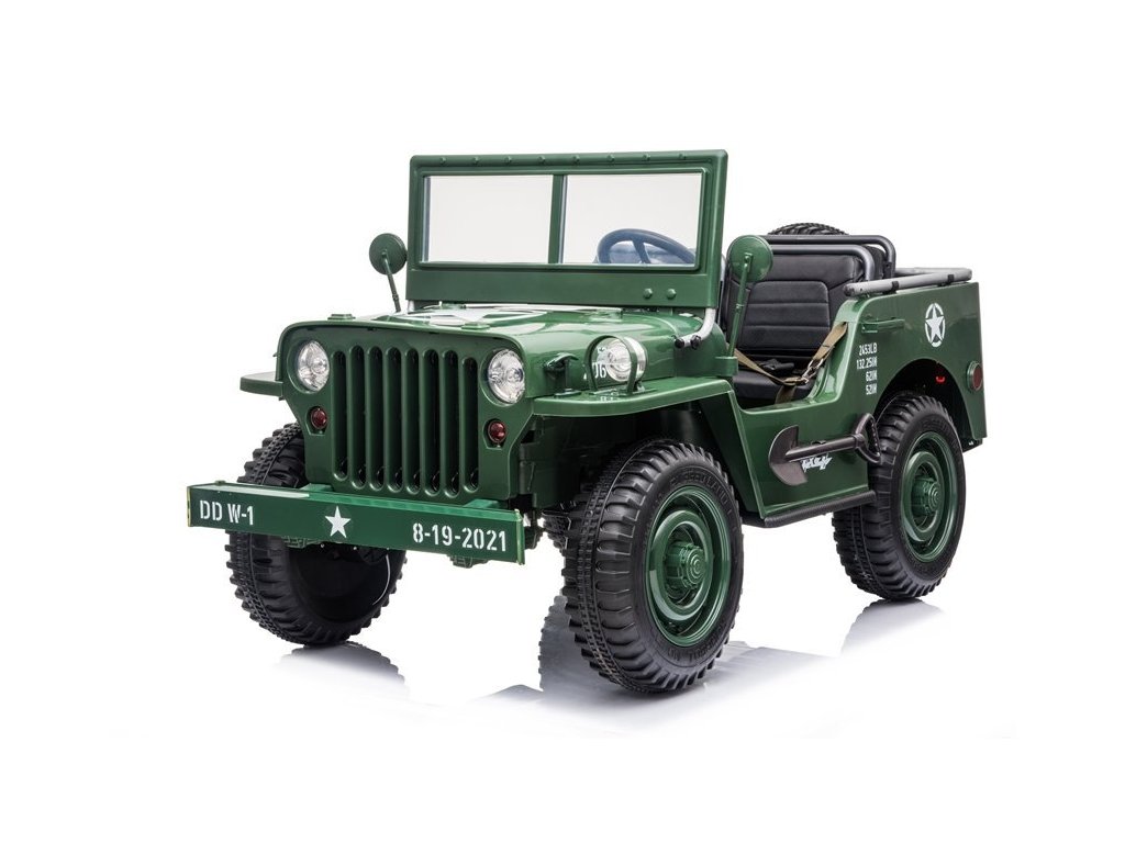  Mamido Dětský elektrický Jeep Willys 24V 4x4 třímístný zelený