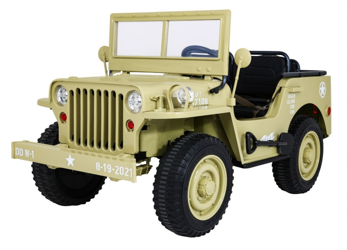  Dětský elektrický Jeep Willys 4x4  třímístný béžový