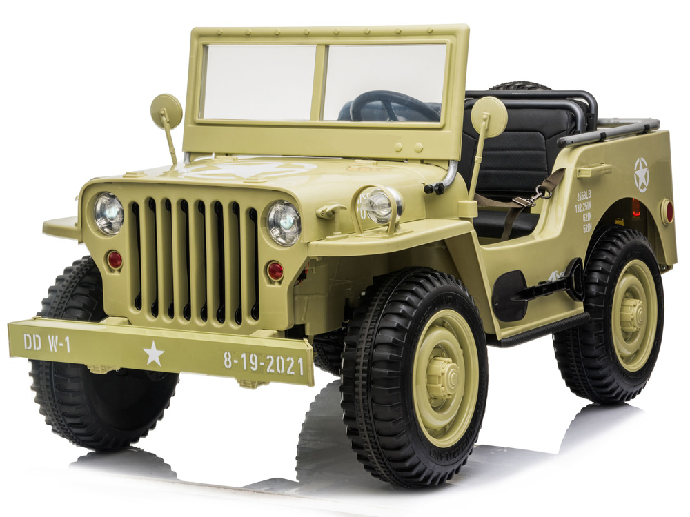  Dětské elektrické autíčko Jeep Willys 4x4 třímístné béžové