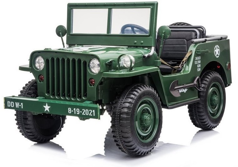  Dětský elektrický Jeep Willys 4x4 třímístný zelený