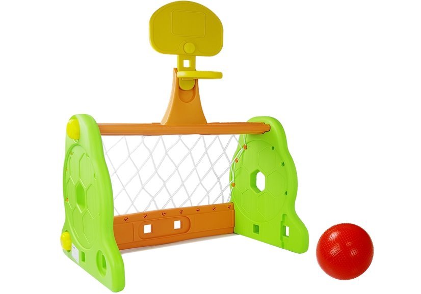 Dětská fotbalová branka + basketbalový koš 2v1 zelená  Dětská fotbalová branka + basketbalový koš 2v1 zelená