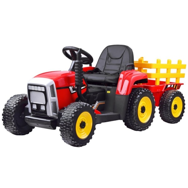  Dětský elektrický traktor s vlečkou červený