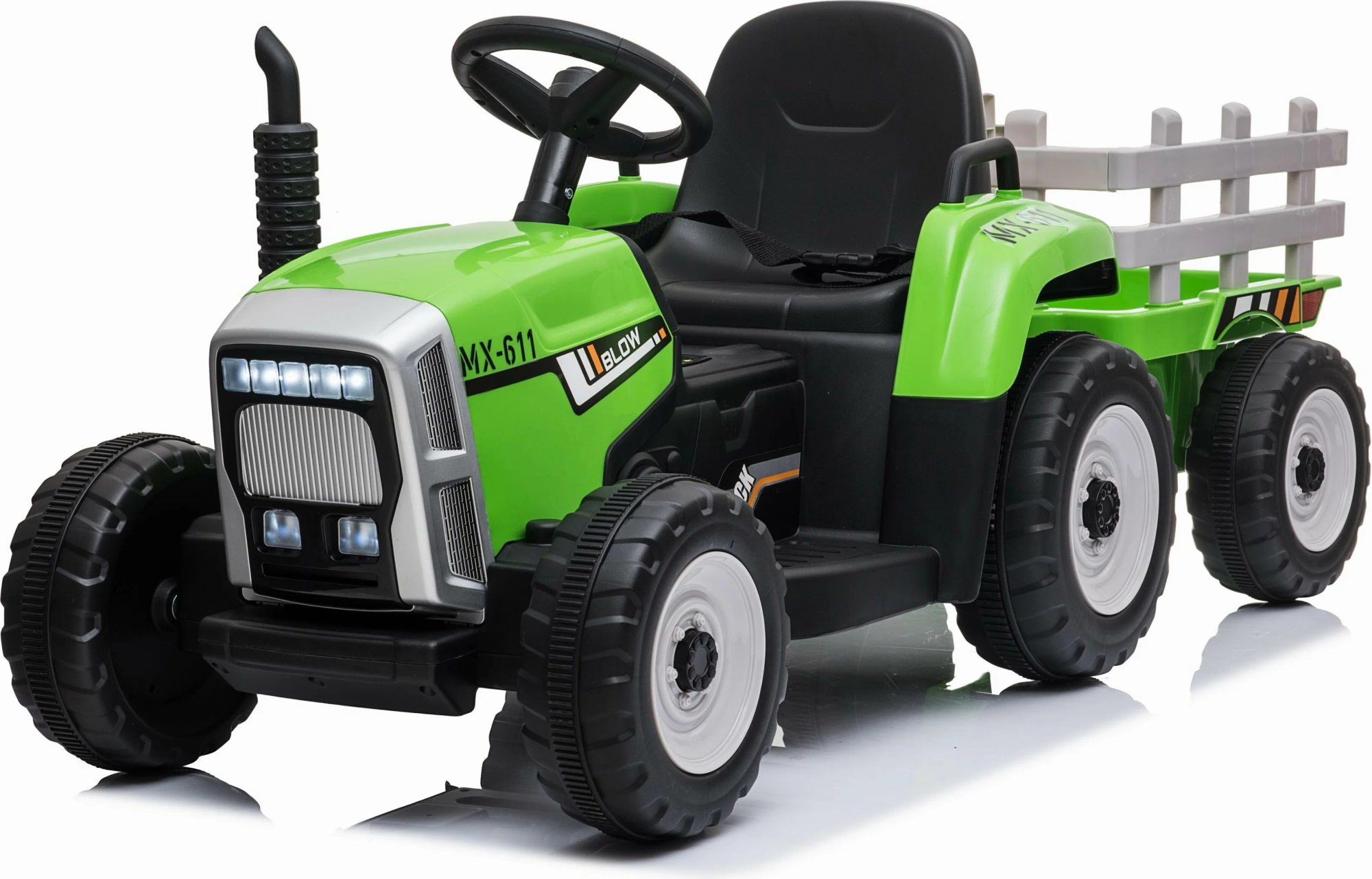 Mamido Elektrický traktor s vlečkou Blow zelený  Mamido Elektrický traktor s vlečkou Blow zelený